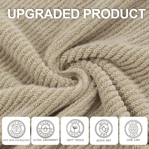 VOOVA & MOVAS 3PC Towel Set, 100% Cotton, Dark Tan | 1 Large Bath 30x56 In, 1 Hand 18x28 In,1 Wash Cloth 13x13 In, Quick Dry, Soft, Thick, Bathroom Essentials - color: Cape May Cobblestone - Dark Tan, size: 3 PC Bathroom Towel Set