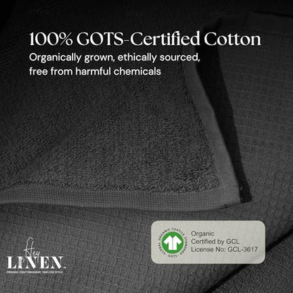 100% Organic Cotton Bath Sheet Set of 2 | Luxury 650 GSM Beach & Spa Towel Sheet | Soft Extra Large Quick Dry Towel for Bathroom | Waffle Terry Weave | Grey 35x70