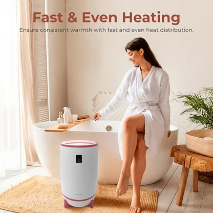 SereneLife Towel and Blanket Warmer - Single Touch Portable Towel Heater for Bathroom, Fragrant Disc Holder, LED Ring, 2 Large Towel Capacity, Built-in Timer (15-60 mins), Auto Shut-Off (Pink) - color: Pink