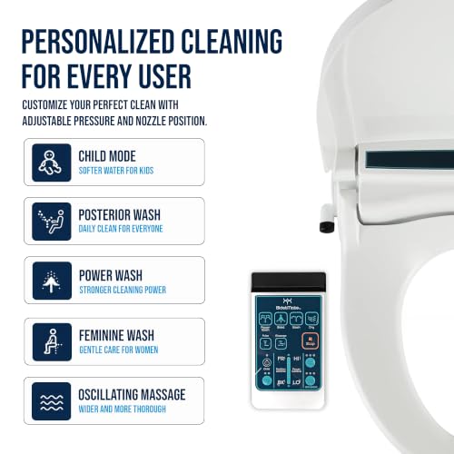 BidetMate 2000 Series Electric Bidet Toilet Seat, Air Dryer, Deodorizer | Heated Water & Seat, Unlimited Warm Water Wash, Self Cleaning Nozzle, Wireless Remote Bidet Seat, Fits Elongated Toilets - style: 2000 Series | Elongated | Remote