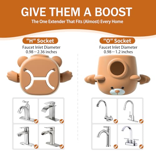 Skyroku Toddler Faucet Extender & Blue Bathtub Spout Cover, Sink Extender with Temperature Sensor for Bathroom Sinks, Kitchen, Bathtubs, Bundle and Save! - color: BrownBlue