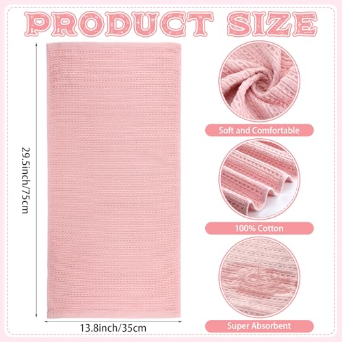 4 Pack Pink Hand Towels Waffle 100% Cotton 13x29 Inch | Soft Absorbent Bathroom Kitchen Use, Waffle Texture Quick Dry, Durable Cotton Washcloths Ideal for Guests Daily Needs - color: Pink