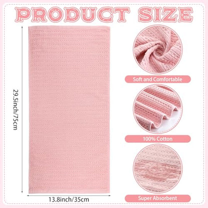 4 Pack Pink Hand Towels Waffle 100% Cotton 13x29 Inch | Soft Absorbent Bathroom Kitchen Use, Waffle Texture Quick Dry, Durable Cotton Washcloths Ideal for Guests Daily Needs - color: Pink