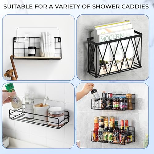 Shower Caddy Adhesive Replacement Hooks, Heavy Duty Waterproof Strips, No Drilling for Bathroom Shelves, Kitchen Racks, and Soap Holders (Transparent-8Pack 2Hook) - color: Transparent-8Pack 2Hook