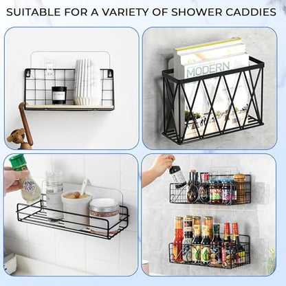 Shower Caddy Adhesive Replacement Hooks, Heavy Duty Waterproof Strips, No Drilling for Bathroom Shelves, Kitchen Racks, and Soap Holders (Transparent-8Pack 2Hook) - color: Transparent-8Pack 2Hook
