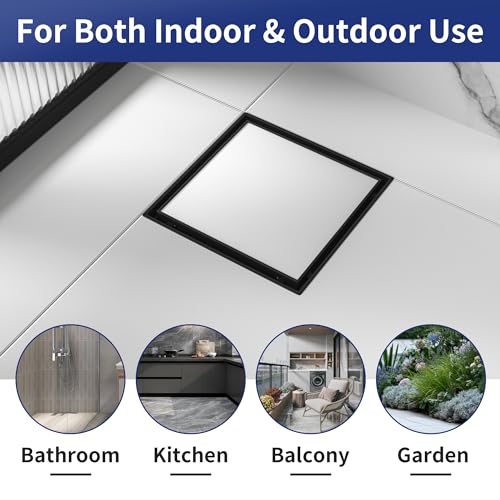 Square Shower Drain, 304 Stainless Steel Floor Drain 8" | with Tiled Insert Grate & Hair Strainer, Bathroom 2-in-1 Tiled in Drain, CUPC Certified - color: Matte Black, size: 8''