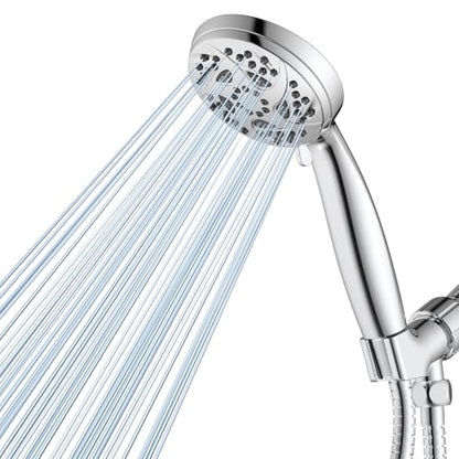 6-Mode Shower Head with Handheld, High Pressure Hand held Shower Head | 3.94 Inch Chrome Handheld Spray with 59 Inch Stainless Steel Hose and Adjustable Showerhead Holder, Tool-free Installation - color: Chrome-3.94 Inch