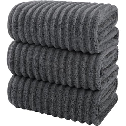 3-Piece Hand Bath Towels 14 X 29.6 Inchs, Quick-Dry Microfiber Washcloths with Hanging Loop, Soft & Absorbent Face Towels for Bathroom Kitchen Gym Travel - color: 3dark Grey