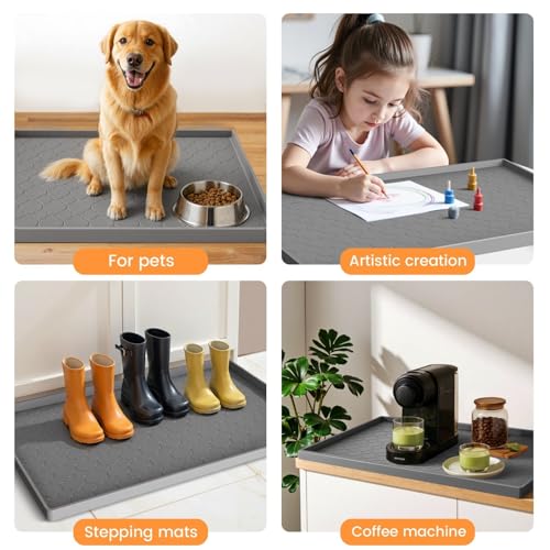 Jin&Bao Under Sink Mat 22" x 19" Waterproof Silicone Cabinet Kitchen Liner | Silicone under kitchen sink mat,cabinet protector,bathroom shelf liner,raised edge,anti-slip,easy to clean & dishwasher safe - color: Black, size: 19"w x 22"l
