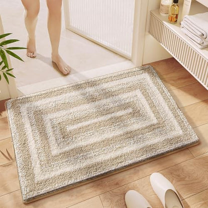 Rugs Non-Slip Washable, Extra Soft Absorbent Bath Rug, Machine Washable Bathroom Mat, Thick Bath Mat for Tub, Shower, Bathroom, Brown, 20"x31" - color: Brown