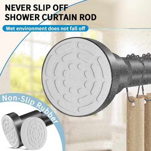 ZYRW Black Shower Curtain Rod 36-84 Inches (3-7ft) Non Rust Adjustable Shower Rod Spring Tension Non Slip No Drilling Stainless Steel Shower Rods for Bathroom Window - color: Matte Black, size: 36"-84"