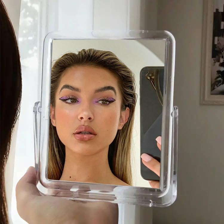 Vanity Mirror Make up Mirrors on Stand Double Sided Desk Makeup | Tabletop Mirror Travel Portable Folding Table Mirror with Stand Bathroom for Dressing