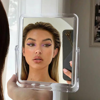 Vanity Mirror Make up Mirrors on Stand Double Sided Desk Makeup | Tabletop Mirror Travel Portable Folding Table Mirror with Stand Bathroom for Dressing