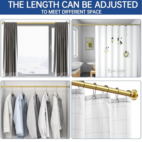 Industrial Shower Curtain Rod - 2-in-1 Design Tension Curtain Rod - Rustproof Non-Slip 54 to 90 Inch Metal Steel, Light Gold Window Curtain Rod - color: Light Gold, size: 54-90 Inches