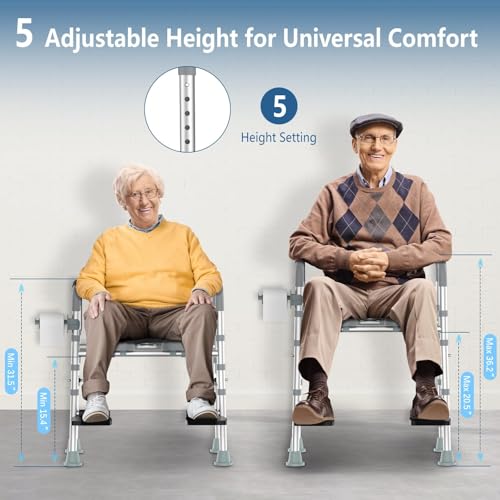 Raised Toilet Seat Riser with Footrest & Handles, 500 lbs | Adjustable height and width, fits standard toilets, ideal for elderly, disabled and pregnant users