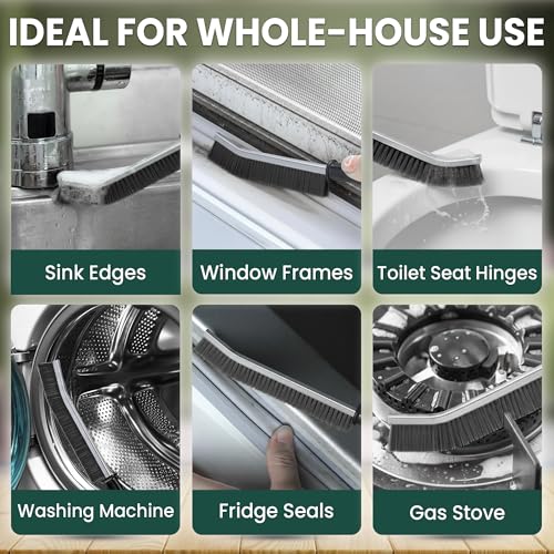 Crevice Cleaning Brush Set – 6Pcs Hard Bristle Cleaning Tools for Grout, Tile Floors, Gaps & Narrow Spaces – Small Grout Scrub Brush for Cleaning Bathroom, Shower, Window Tracks, Kitchen | Grout Scrub Brush for Tile Floors, Bathroom, Shower, Window Tracks