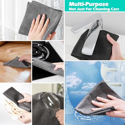 Car Drying Towel,Extra Large,Scratch Free,Super Absorbent,4 Pack | Microfiber Towels for Cars,Micro Fiber Auto Drying Towel,Reusable Wash Towels for Auto Detailing Flash,Car Cleaning Supplies - color: Dark Grey