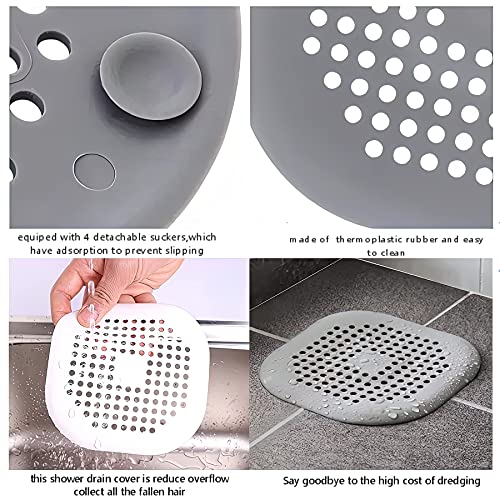2 Pieces Shower Drain Hair Catcher Bathtub Stopper, Home Protectors with Sucker Water Trap Sink Cover for Bathroom Bathtub and Kitchen (Grey,White) - color: Grey,white