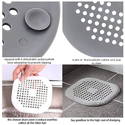 2 Pieces Shower Drain Hair Catcher Bathtub Stopper, Home Protectors with Sucker Water Trap Sink Cover for Bathroom Bathtub and Kitchen (Grey,White) - color: Grey,white