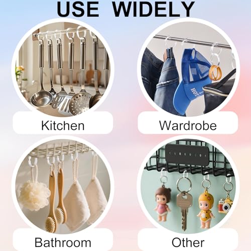 Kutesna 48PCS Shower Curtain Hooks,Clear Plastic Shower Curtain Rings | O Shape Shower Hooks,Easy to Snap Closure,Rust Proof Anti-Drop,Smooth Sliding Curtain Hooks for Bathroom Shower Rods Curtains