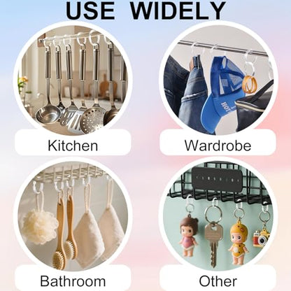 Kutesna 48PCS Shower Curtain Hooks,Clear Plastic Shower Curtain Rings | O Shape Shower Hooks,Easy to Snap Closure,Rust Proof Anti-Drop,Smooth Sliding Curtain Hooks for Bathroom Shower Rods Curtains