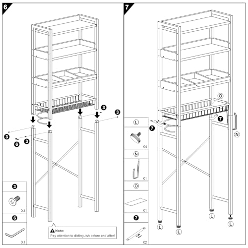 Over The Toilet Storage Cabinet,4 Tier Bathroom Organizers and Storage With Adjustable Shelf Waterproof Feet Pad and Basket ,Multifunctional Space Saver Freestanding Bathroom Shelves With Dividers - color: Brown