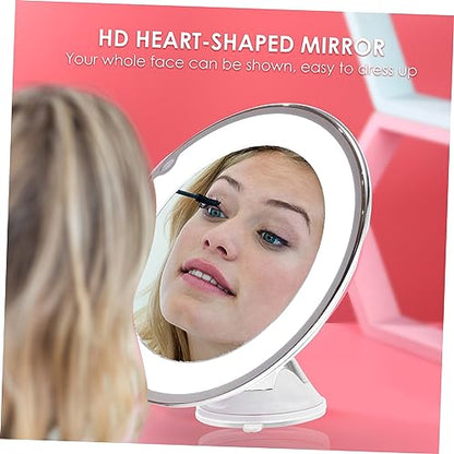 Magnifying LED Lighted Makeup Mirror with Strong Suction Cup Tabletop Vanity Mirror for Precise Cosmetics Application Portable and Easy Mounting Smooth Surfaces Women