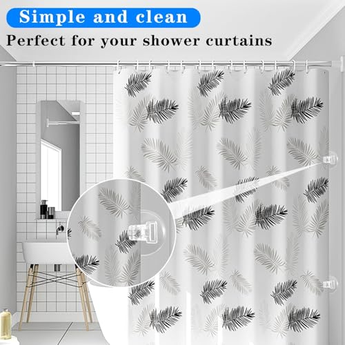 4 Pack Shower Curtain Clips, Windproof Shower Splash Guard，Self Adhesive Shower Curtain Holder for Inside Shower Splash Water Wall,Clear | Shower Clips for Curtain, Shower Windproof Splash Guard, Designed to prevent water splashes in the shower (Clear) -