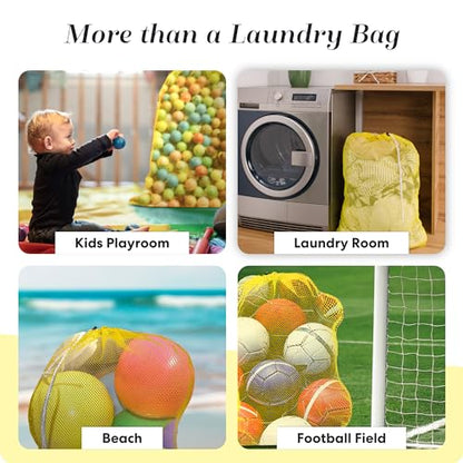 Handy Laundry Mesh XL Laundry Bag 24"x36" 2-Pack, Heavy Duty, Yellow | 2-Pack, XL 24x36 Mesh Laundry Bag, Secure Drawstring, Heavy Duty, Machine Washable, for Delicates Dorm Travel Storage, Yellow - color: Yellow