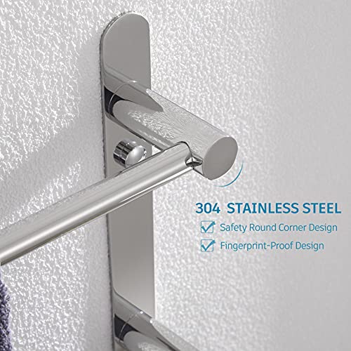 KOKOSIRI Bath Towel Bars Bathroom 3-Tiers Ladder Towel Rails Wall Mounted Towels Shelves Rack Stainless Steel, Polished Chrome, B5002CH-L24