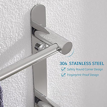 KOKOSIRI Bath Towel Bars Bathroom 3-Tiers Ladder Towel Rails Wall Mounted Towels Shelves Rack Stainless Steel, Polished Chrome, B5002CH-L24