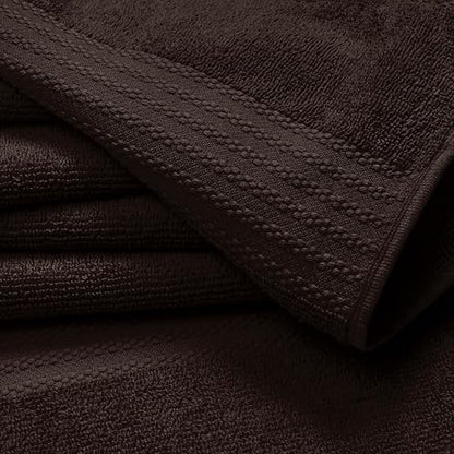 GLAMBURG Ultra Soft 8-Piece Towel Set - 100% Pure Ringspun Cotton, Contains 2 Oversized Bath Towels 27x54, 2 Hand Towels 16x28, 4 Wash Cloths 13x13 - Ideal for Everyday use - Chocolate Brown - color: Chocolate Brown, size: 8 Piece Towel Set