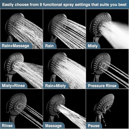 BRIGHT SHOWERS 9 Spray Settings Shower Head with Handheld High Pressure Oil-Rubbed Bronze Hand Held Showerhead with 60 Inch Stainless Steel Hose and Adjustable Overhead Bracket - color: Oil Rubbed Bronze, size: 1.8 Gallon Per Minute