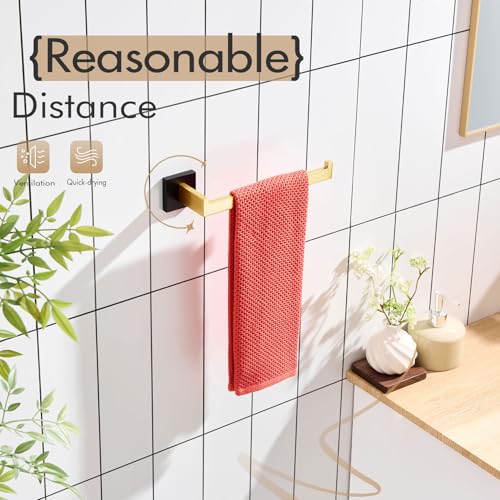 KOKOSIRI Towel Bar for Bathroom Wall Mount 9'' Hand Towel Holder T-304 Stainless Steel Bath Kitchen Accessories Matte Black and Brushed Gold, B3003GDK - color: Black Gold