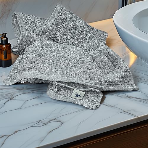 6 Piece Hand Towels Set 16 x 28 Inches, Cool Grey | 100% Cotton, Lighter Weight, Quick to Dry, 16 x 28 Inches, Super Soft & Absorbent, Perfect for Bathroom & Kitchen - color: Silver Grey