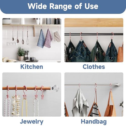 Titanker Shower Curtain Hooks Rings, Rust-Resistant Metal Double Glide Shower Hooks for Bathroom Shower Rods Curtains, Set of 12 Hooks - Light Pink - color: Light Pink, style: Modern