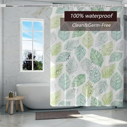 TIKABC Shower Curtain Liner, 4G PEVA Banana Leaves Shower Liner, Plastic Waterproof Shower Curtains, 72x72 inch with Grommet Holes 3 Magnetic Weights - color: Banana Leaves
