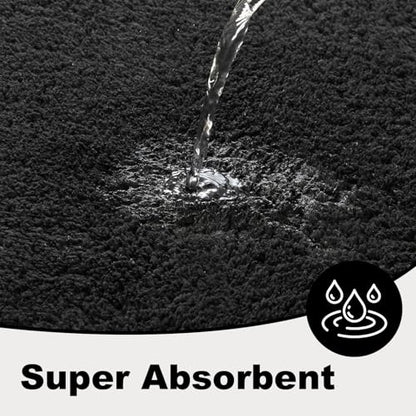 TYUU Black Bathroom Runner Rugs, Ultra Soft Long Bath Mat Machine Washable Super Absorbent Quick Dry Bathroom Runner Rug 16 x 60 Non Slip, Black 16" x 60" - color: Black, size: 16" x 60"