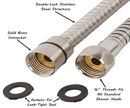72 Inch Flexible Shower Hose - Brushed Nickel | Extra Long, Stainless Steel, Anti-Kink, Universal Replacement Tube For Handheld Showerheads, Showers & Baths, Easy Install - color: Brushed Nickel