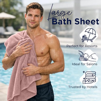 DAN River 2 Pack Bath Sheets Extra Large 35x70, Large Bath Towels for Adults, XL Oversized Heavy Duty Towel Set, 600 GSM 100% Ring Spun Cotton, Soft Quick Dry, Dusty Rose - color: Dusty Rose, size: Bath Sheet 35x70" (PK 2)