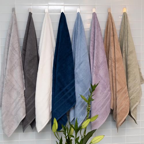 Luxury Turkish Bath Towel, 30 x 58 in, 700 GSM Cotton Blend, White | 1 jumbo bath towel, 30 x 58 in, woven in Turkey, 700 GSM, 50% viscose made from bamboo and 50% Aegean Turkish cotton, plush - color: White, size: Bath Towel (1)
