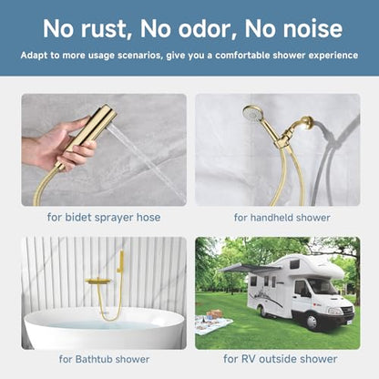 59 Inches 304 Stainless Steel Shower Hose Extra Long Gold | Handheld Shower Head Hose Replacement,Anti Winding Interface,With Brass Insert And Nut-durable ＆ Flexible Rv Shower Hose - color: Gold, size: 59 Inches