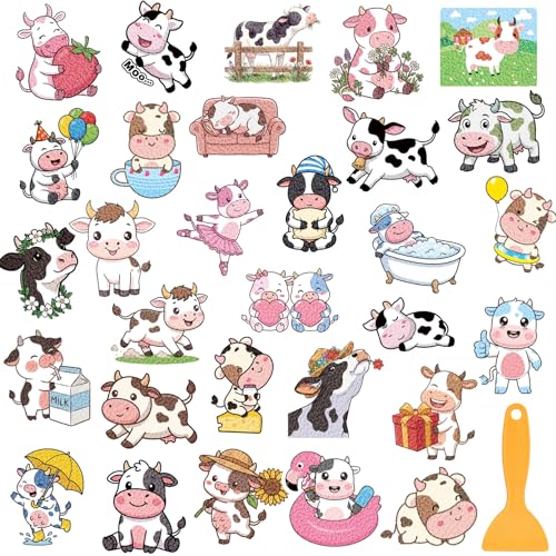 Fullhawl 30 Pcs Farm Animal Non Slip Shower Stickers, Bathtub Safety | 30 Farm Animal Designs, Cute Bathroom Decor, Textured Non Slip Surface for Fun and Safe Kids Bath Time - style: Cartoon Cow