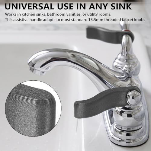 Faucet Extender, Assistive Long Reach Handle for 13.5mm Screw-On Faucet Knobs, Easy Grip Adapter for Kitchen Bathroom Sink