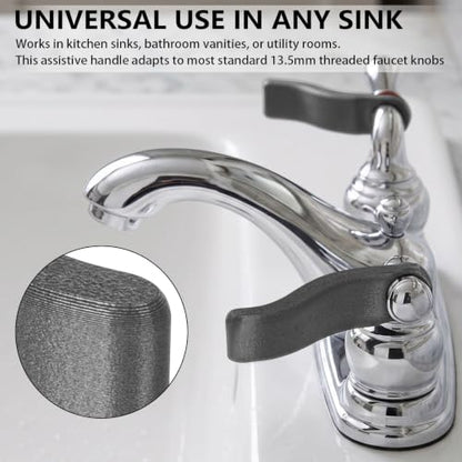 Faucet Extender, Assistive Long Reach Handle for 13.5mm Screw-On Faucet Knobs, Easy Grip Adapter for Kitchen Bathroom Sink