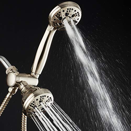 AquaDance Brushed Nickel High Pressure 3-way 48-setting Rain – Handheld Shower Head Combo – Angle Adjustable, Anti-Clog Jets, Tool-Free Installation - USA Standard Certified – Top U.S. Brand | Enjoy Two 6-Setting Rain & Hand Showerheads Separately or Toge