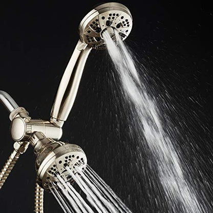 AquaDance Brushed Nickel High Pressure 3-way 48-setting Rain – Handheld Shower Head Combo – Angle Adjustable, Anti-Clog Jets, Tool-Free Installation - USA Standard Certified – Top U.S. Brand | Enjoy Two 6-Setting Rain & Hand Showerheads Separately or Toge