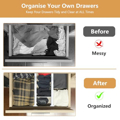 KABUM Upgrade Adjustable Drawer Divider Organizer(2.8 * 11.7-18.5") | Expandable Organization for Home, Office,2.8" High Expandable from 11.7" to 18.5",4 Dividers with 6 Long and 2 Short Inserts