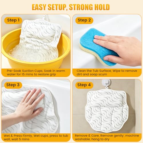 Bath Pillow for Tub, Ergonomic Neck Support Spa Bath Cushion | 4D Hollow Air Mesh,Quick-Dry & Breathable,ergonomic head neck support,6 heavy-duty suction cups for home spa tub soak