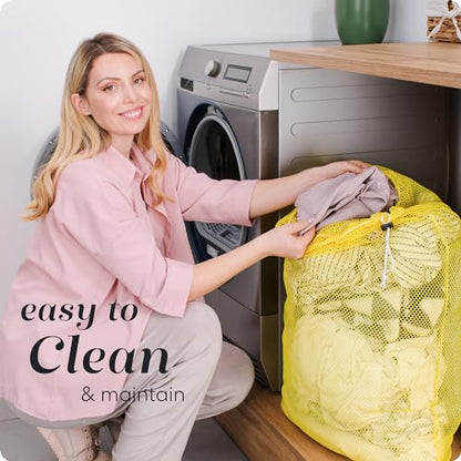 Handy Laundry Mesh XL Laundry Bag 24"x36" 2-Pack, Heavy Duty, Yellow | 2-Pack, XL 24x36 Mesh Laundry Bag, Secure Drawstring, Heavy Duty, Machine Washable, for Delicates Dorm Travel Storage, Yellow - color: Yellow